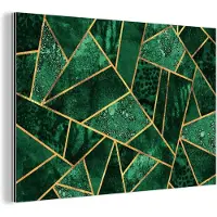 MuchoWow Wanddecoratie Metaal - Aluminium Schilderij Industrieel - Smaragd - Goud - Abstract - Patronen - 180x120 cm - Dibond - Foto op aluminium - Industriële muurdecoratie - Voor de woonkamer/slaapkamer