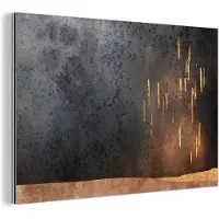 MuchoWow Wanddecoratie Metaal - Aluminium Schilderij Industrieel - Abstract - Goud - Design - 180x120 cm - Dibond - Foto op aluminium - Industriële muurdecoratie - Voor de woonkamer/slaapkamer