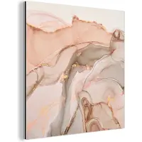 MuchoWow Wanddecoratie Metaal - Aluminium Schilderij Industrieel - Marmer - Roze - Rosé - 90x90 cm - Dibond - Foto op aluminium - Industriële muurdecoratie - Voor de woonkamer/slaapkamer