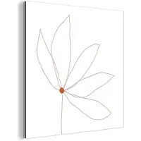 MuchoWow Wanddecoratie Metaal - Aluminium Schilderij Industrieel - Minimalisme - Bloemen - Line art - 50x50 cm - Dibond - Foto op aluminium - Industriële muurdecoratie - Voor de woonkamer/slaapkamer
