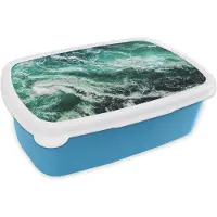 MuchoWow Broodtrommel Blauw - Lunchbox - Brooddoos - Oceaan - Water - Zee - Luxe - Groen - Turquoise - 18x12x6 cm - Kinderen - Jongen