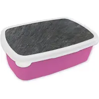 MuchoWow Broodtrommel Roze - Lunchbox Natuursteen - Industrieel - Leisteen - Structuur - Grijs - Brooddoos 18x12x6 cm - Brood lunch box - Broodtrommels voor kinderen en volwassenen