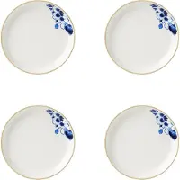 Heinen Delfts Blauw Gebaksbord Blauw Bloesem - Porselein - 15 cm - 4 stuks