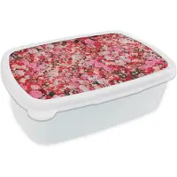 MuchoWow Broodtrommel Wit - Lunchbox - Brooddoos - Bloemen - Kleuren - Rozen - 18x12x6 cm - Volwassenen