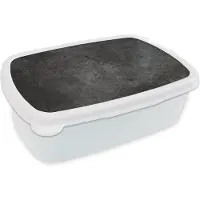 MuchoWow Broodtrommel Wit - Lunchbox Beton - Structuur - Retro - Zwart - Grijs - Rustiek - Brooddoos 18x12x6 cm - Brood lunch box - Broodtrommels voor kinderen en volwassenen