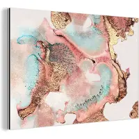 MuchoWow Wanddecoratie Metaal - Aluminium Schilderij Industrieel - Inkt - Pastel - Abstract - 60x40 cm - Dibond - Foto op aluminium - Industriële muurdecoratie - Voor de woonkamer/slaapkamer