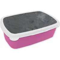 MuchoWow Broodtrommel Roze - Lunchbox Grijs - Beton - Leisteen - Structuur - Retro - Brooddoos 18x12x6 cm - Brood lunch box - Broodtrommels voor kinderen en volwassenen