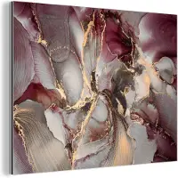 MuchoWow Wanddecoratie Metaal - Aluminium Schilderij Industrieel - Goud - Marmer - Paars - 40x30 cm - Dibond - Foto op aluminium - Industriële muurdecoratie - Voor de woonkamer/slaapkamer