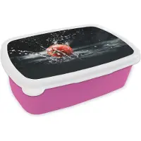 MuchoWow Broodtrommel Roze - Lunchbox - Brooddoos - Tomaat - Groente - Stilleven - Water - Rood - 18x12x6 cm - Kinderen - Meisje