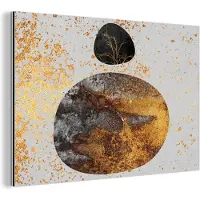 MuchoWow Wanddecoratie Metaal - Aluminium Schilderij Industrieel - Abstract - Ruimte - Goud - 120x80 cm - Dibond - Foto op aluminium - Industriële muurdecoratie - Voor de woonkamer/slaapkamer