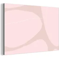 MuchoWow Wanddecoratie Metaal - Aluminium Schilderij Industrieel - Roze - Geometrische vormen - Abstract - 90x60 cm - Dibond - Foto op aluminium - Industriële muurdecoratie - Voor de woonkamer/slaapkamer