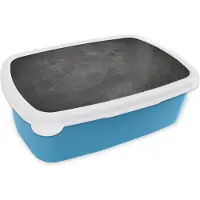 MuchoWow Broodtrommel Blauw - Lunchbox - Brooddoos - Structuur - Cement - Beton - Grijs - Vintage - 18x12x6 cm - Kinderen - Jongen