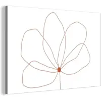 MuchoWow Wanddecoratie Metaal - Aluminium Schilderij Industrieel - Bloem - Line art - Natuur - 180x120 cm - Dibond - Foto op aluminium - Industriële muurdecoratie - Voor de woonkamer/slaapkamer