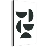 MuchoWow Wanddecoratie Metaal - Aluminium Schilderij Industrieel - Geometrische figuren - Abstract - Zwart - 20x30 cm - Dibond - Foto op aluminium - Industriële muurdecoratie - Voor de woonkamer/slaapkamer