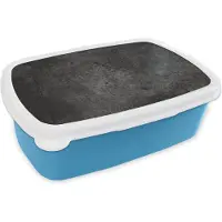 MuchoWow Broodtrommel Blauw - Lunchbox - Brooddoos - Beton - Structuur - Retro - Zwart - Grijs - Rustiek - 18x12x6 cm - Kinderen - Jongen