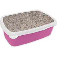 MuchoWow Broodtrommel Roze - Lunchbox - Brooddoos - Graniet - Steen - Patroon - Design - Bruin - Grijs - 18x12x6 cm - Kinderen - Meisje