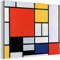 MuchoWow Wanddecoratie Metaal - Aluminium Schilderij Industrieel - Kunst - Mondriaan - Oude meesters - 160x120 cm - Dibond - Foto op aluminium - Industriële muurdecoratie - Voor de woonkamer/slaapkamer