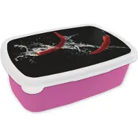 MuchoWow Broodtrommel Roze - Lunchbox - Brooddoos - Chilipeper - Stilleven - Water - Zwart - Rood - 18x12x6 cm - Kinderen - Meisje