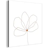 MuchoWow Wanddecoratie Metaal - Aluminium Schilderij Industrieel - Bloem - Line art - Natuur - 90x90 cm - Dibond - Foto op aluminium - Industriële muurdecoratie - Voor de woonkamer/slaapkamer