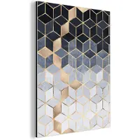 MuchoWow Wanddecoratie Metaal - Aluminium Schilderij Industrieel - Kubus - Goud - Luxe - Patronen - 60x80 cm - Dibond - Foto op aluminium - Industriële muurdecoratie - Voor de woonkamer/slaapkamer