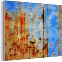MuchoWow Wanddecoratie Metaal - Aluminium Schilderij Industrieel - Staal - Roest - Vintage - 40x30 cm - Dibond - Foto op aluminium - Industriële muurdecoratie - Voor de woonkamer/slaapkamer