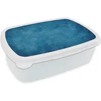 MuchoWow Broodtrommel Wit - Lunchbox Beton - Blauw - Vintage - Structuur - Industrieel - Brooddoos 18x12x6 cm - Brood lunch box - Broodtrommels voor kinderen en volwassenen