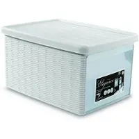 Stefanplast Opbergmand - Opbergbox - 'Elegance' - Multifunctioneel - klepje aan voorkant - Bakje - Wit - Maat M