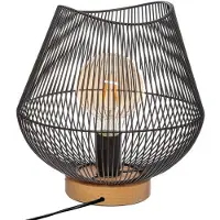 Atmosphera | Nachtlampje - Jena - 28 cm - Hout & Zwart - Stijlvol design - Ideaal voor woonkamer en slaapkamer