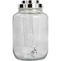 Vivalto glazen drankdispenser/limonadetap - met zilver kleur dop/tap - 8 liter - Drankdispensers