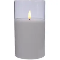 Lumineo Led kaars | 18 cm | (In glas, Timer, Wit)
