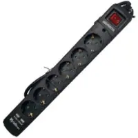 Riello Stekkerdoos met 6 stopcontacten en schakelaar, merk , model THUNDER 6002. Kleur: zwart