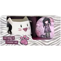 Santoro Set Gorjuss Ruby wild Kopp Onderzetters 2 Onderdelen Keramisch Grijs