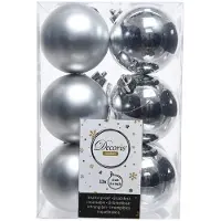 Décoris Kerstballen set | | Ø 6 cm | 12 stuks (Zilver)