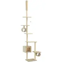 vidaXL Kattenkrabpaal met sisal krabpalen 260 cm beige