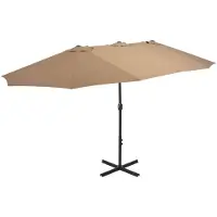 vidaXL Tuinparasol met aluminium paal 460x270 cm taupe