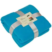 Merkloos Turquoise blauw fleece deken - Plaids