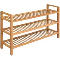 vidaXL Schoenenrek met 3 planken massief eikenhout 100x27x59,5 cm online kopen