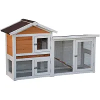 @Pet konijnenhok queensland 147x53x85 cm wit en bruin