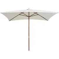 vidaXL Parasol met houten paal 200x300 cm crèmewit