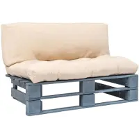 vidaXL Tuinbank pallet met zandkleurige kussens grenenhout
