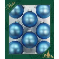 Merkloos 8x stuks glazen kerstballen 7 cm alpine velvet blauw - Kerstbal