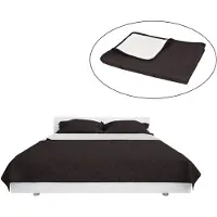 vidaXL Bedsprei dubbelzijdig 170x210 cm quilt crème en bruin