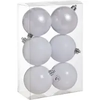 COSY&TRENDY 6x Witte kunststof kerstballen 8 cm - Mat/glans/glitter - Onbreekbare plastic kerstballen - Kerstboomversiering wit