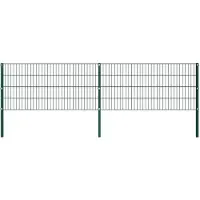 vidaXL Schuttingelement met paal, ijzer, 349 x 80 cm, groen