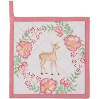 Clayre & Eef Pannenlap SWD45 20*20 cm Roze Katoen Vierkant hert en