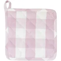 Clayre & Eef Pannenlap 20*20 cm Roze Katoen ruit Vierkant Afgiet