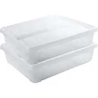 Hega hogar 2x Voedsel plastic bewaarbakje laag 2 liter transparant 24 x 20 x 6 cm - Vershoudbakjes