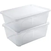 Hega hogar 2x Voedsel plastic bewaarbakje hoog/diep 2 liter transparant 22 x 15 x 8 cm - Vershoudbakjes