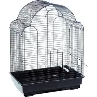 Flamingo Vogelkooi – Parkietenkooi Bali Zwart 42x30x57,5cm – stijlvolle metalen kooi met accessoires voor parkieten
