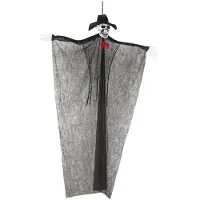 Boland Hangende horror decoratie skelet zwart 220 cm - Halloween poppen